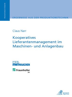 cover image of Kooperatives Lieferantenmanagement im Maschinen- und Anlagenbau